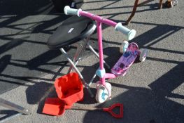 Barbie Girl Scooter, Folding Stool, and a Bucket & Spade