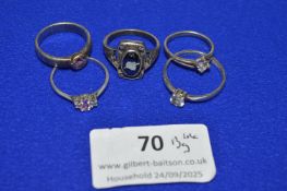 5x Assorted Silver Rings ~13g total