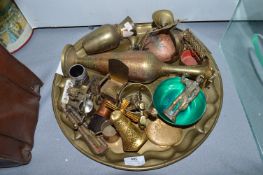Tray Lot of Decorative Brassware, etc.