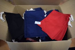 *Quantity of Red, Navy, and Black Drawstring Bags ~8”x6”