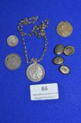 Assorted Sterling Silver Items Including Saint Christopher & Chain, Cufflinks, and Coinage ~28g