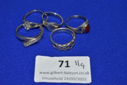5x Assorted Silver Rings ~11g total