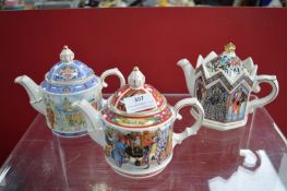 3x Saddlers Decorative Teapots