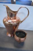 Large Copper Jug and a Small Copper Cauldron