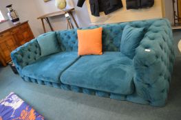 *Chesterfield Two Seat Sofa in Turquoise Velvet Upholstery (requires feet)