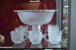 Retro Glass Punchbowl with Eight Cups