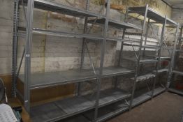 Set of Racking 490cm wide x 250cm high Comprising 5x Uprights and 20x Shelves