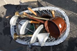 Wicker Moses Basket Containing Pans etc.