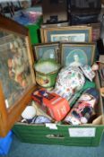 Pottery Vases, Pictures, Novelty Tins, etc.