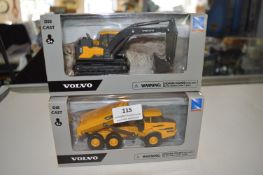 2x Volvo Diecast Plant Vehicle by Newray
