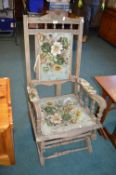 American Rocking Chair with Floral Upholstery (requires restoration)