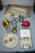 Vintage Pottery, Framed Pictures and Prints, and a Teaspoon Set