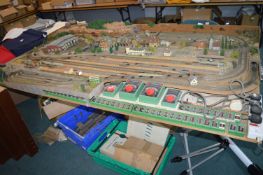 N Gauge Railway Layout with Buildings, Track, and Accessories