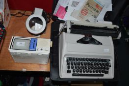 Vintage Miniature TV, Typewriter, and a Lamp