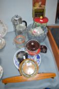 Vintage Items Including Mantel Clock, Bowls, etc.