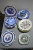 Vintage Plates, Blue & White Dishes, Teapot, etc.