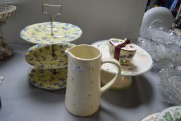 Pottery Cake Stands and a Jug