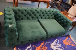 *Chesterfield Two Seat Sofa in Green Velvet Upholstery (requires feet)