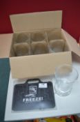 *Set of 6 Non-Spill Glass Tumblers, Crystal Ice Cube Tray