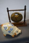 Brass Dinner Gong and a Piggybank