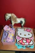 Hello Kitty Box, Purses, and a Toy Horse