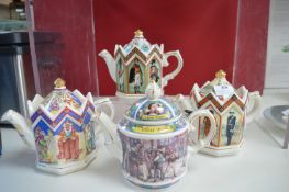 3x Saddlers Decorative Teapots