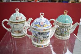 3x Saddlers Decorative Teapots