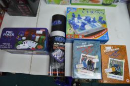 Pro Poker Set, Chess, and DVDs
