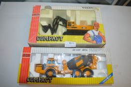 2x Joal Volvo Diecast Mixers and Excavators Diecast Models