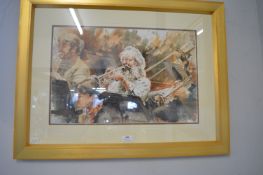 Gilt Framed Original Watercolour by Frazer King - Orchestra