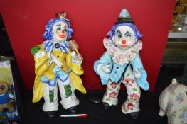 2x Large Pottery Clown Figures