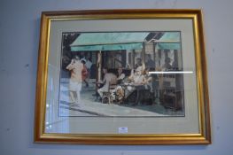 Gilt Framed Original Watercolour by Frazer King - French Café Scene