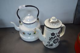 Vintage Enamel Teapot and Coffee Pot
