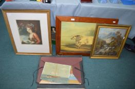 Framed Pictures and Prints Including Original Oil on Canvas Mountainscape (AF), and a Folio of