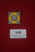 WHW miniature flag badge in the form of a Fliegertruppe standard, enamelled in yellow, white and