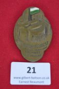 A German Saxon Gymnastics Festival commemorative badge, oval bronze issue with embossed stadium