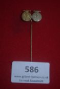 German Third Reich double stickpin – paired miniature medals featuring eagle and swastika design,
