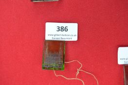 Glass Commemorative Plaque of Braunschweig – A rectangular amber-green glass plaque showing the town