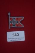 WHW miniature flag badge in the form of an Artillerie standard, enamelled in red, white and silver