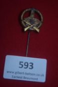 Völkerschlachtdenkmal Leipzig badge stickpin, bronze finish, showing monument within wreath above