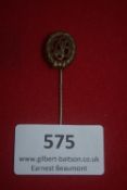 Deutsches Sportabzeichen (DSA) in Bronze stickpin, showing entwined initials within an oak leaf