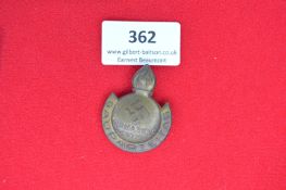 Pressed Metal Gauparteitag Badge – A circular pressed metal badge with flame finial, inscribed