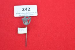 Grey Metal Stickpin Badge with Eagle and Wreath – A small grey alloy stickpin badge depicting an