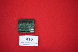 Glass Souvenir Plaque of Wartburg Castle – A rectangular green glass plaque moulded in relief with a