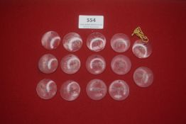 Fourteen WHW Glass pendants depicting insects and animals, circular form