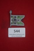 WHW miniature flag badge in the form of a Schützen und Kraftschützen standard, enamelled in green,