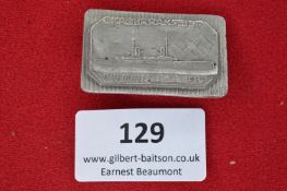 A Third Reich Skagerrak commemoration badge, rectangular silvered metal with relief image of