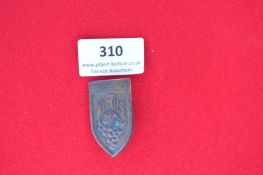 Pressed Metal Commemorative Tinnie Badge “Saarpfalz” – A shield-shaped pressed metal badge featuring