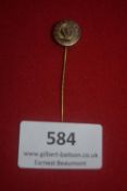 German Third Reich stickpin – circular Reichsbund badge with stylised flame motif. Marked F.