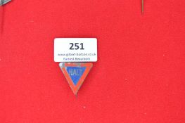 Enamelled Road Sign Tinnie Badge “HALT” – A triangular pressed metal badge enamelled in red border